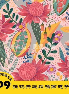 C302 花卉配色搭配插画电子图709张 底纹设计持续更 24小时自动发
