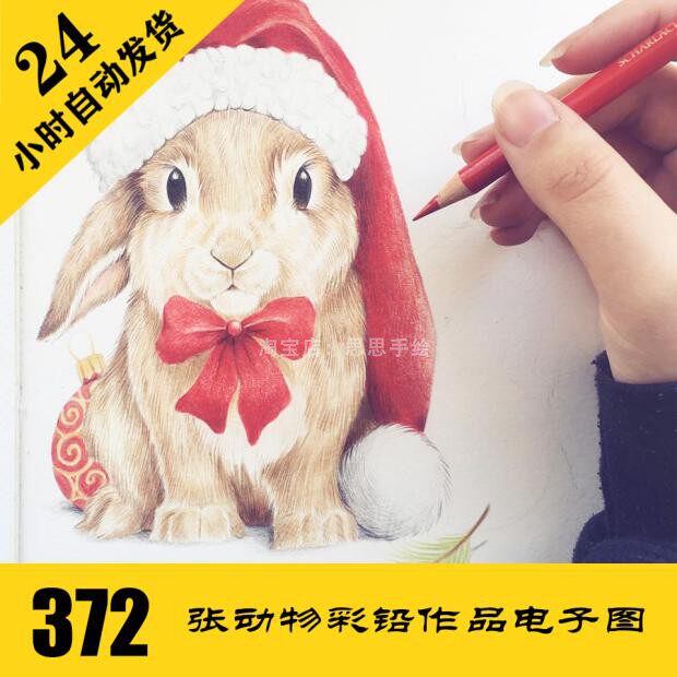 s022 动物手绘彩铅插画电子图372张 动漫临摹素材 持续更自动发货