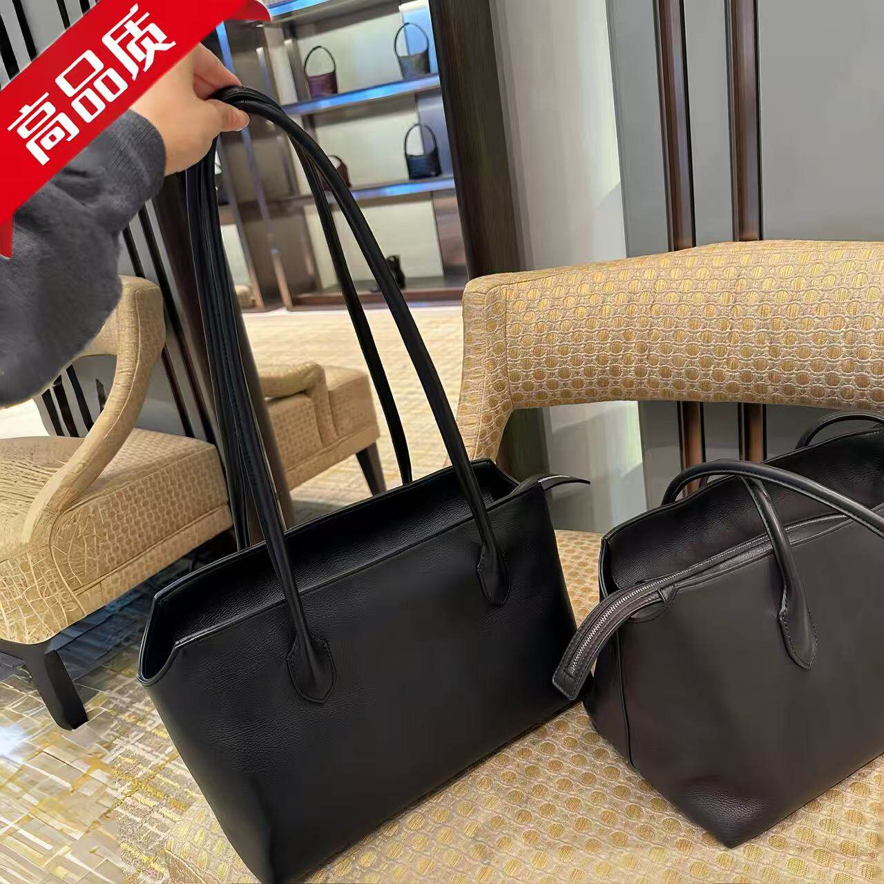 真皮单肩包Terrasse长手柄托特包纯色row包包手提包女包腋下包