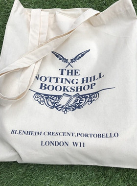 外贸英国诺丁山NOTTINGHILLBOOKSHOP纯棉帆布老书店环保购物女