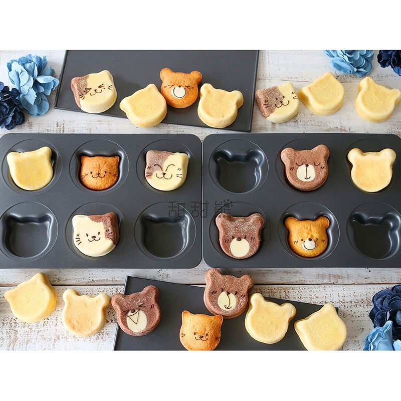 titibear小熊小猫英式松饼不沾烤盘带盖卡通动物麦芬儿童汉堡模具