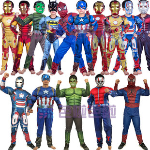 万圣节儿童服装复仇者联盟英雄装扮美国队长绿巨人雷神钢铁侠衣服