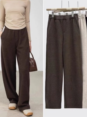 正品seawhen海维恩 冬季新款显瘦显腿长羊毛绒加厚拖地直筒镰刀裤