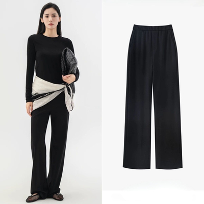 seawhen海维恩 秋季新款气质通勤显瘦显腿长锦纶大弹力直筒超模裤