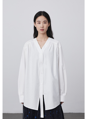 【长风衬衫】CAREMIND纯白色极简无领衬衫别致设计感通勤百搭衬衣