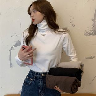 打底衫女装内搭加绒2025新款黑色半高领可外穿秋冬季灰色中领上衣