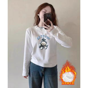 t恤女2025新款 宽松慵懒风内搭打底衫 爆款 韩版 秋冬季 纯棉白色长袖