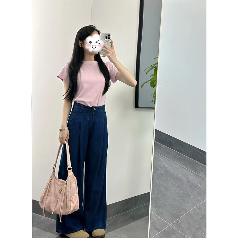 粉色棉质圆领正肩短袖t恤女修身夏季2026新款基础显瘦体恤上衣潮,女装/女士精品,T恤,淘宝优惠券,粉丝福利购,淘宝优惠卷