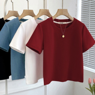 宽松遮肉百搭韩版 T恤欧货大版 ins 多色简约纯色圆领短袖 2025夏新款