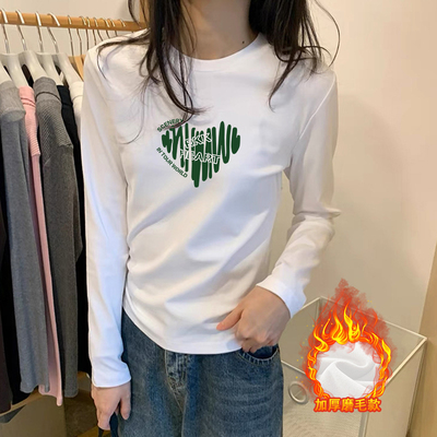 韩系白色卡通字母印花打底衫