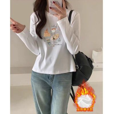 长袖t恤女2025新款秋季流行内搭今年爆款上衣纯棉白色打底衫X