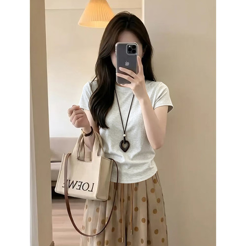 甜美日系两件套女2026夏季新款法式纯色短袖上衣韩版宽松休闲裤潮