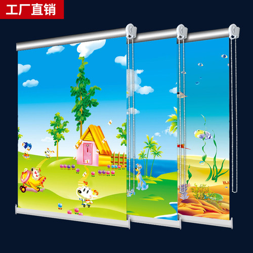 遮阳中式卷帘窗帘工厂直销