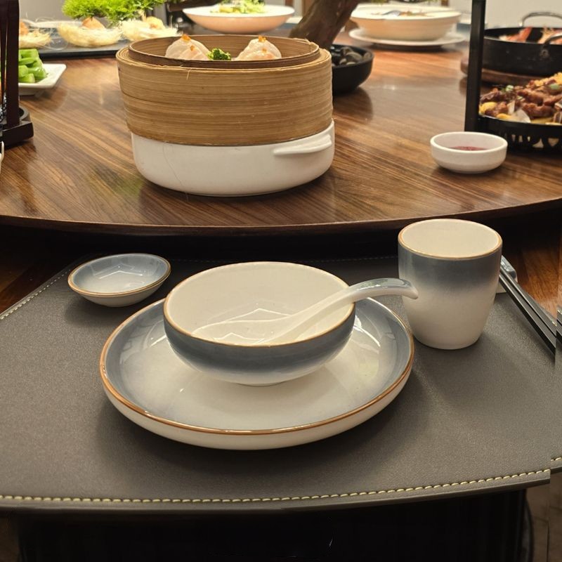 新渐变酒店摆台四件套饭店餐具餐厅会所商用八件套碗盘勺套装定制