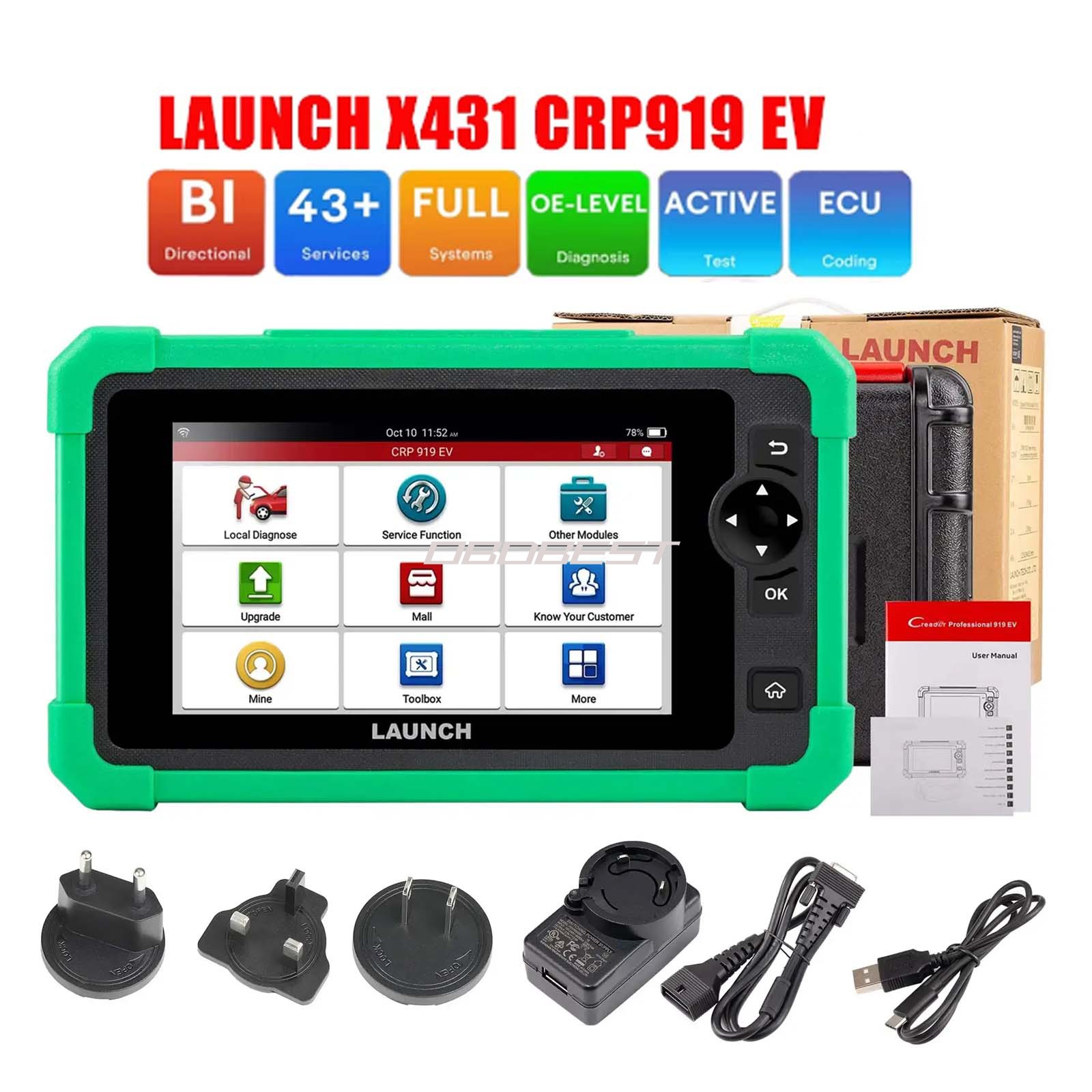 海外版LAUNCH X431 CRP919 EV 新能源电动汽车诊断仪 2年免费升级