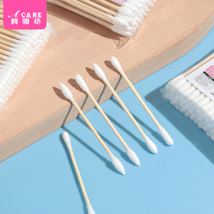 pq801_J棉签棉棒尖头双头木螺旋型棉签棒细小化妆家用纹绣纳米专