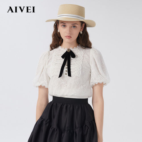 AIVEI/艾薇 短袖针织上衣2022春季专柜正品O714501A-1580