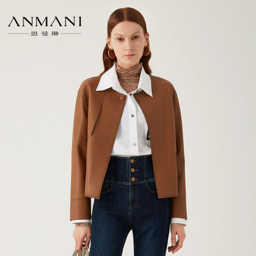ANMANI/恩曼琳2023春季皮衣短外套专柜正品P305201B-5980