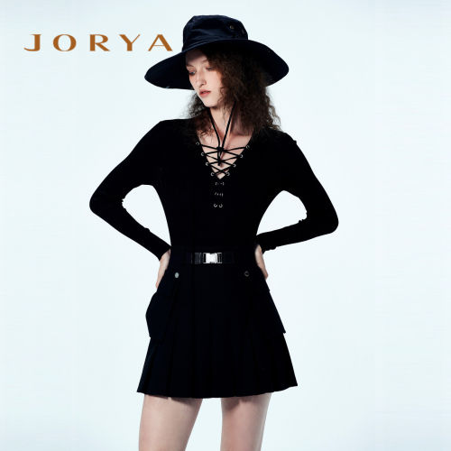 JORYA/卓雅修身V领长袖针