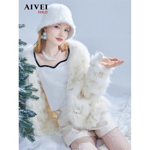AIVEI/艾薇2022冬季皮草外套狐狸毛皮服装专柜正品P066S100-4980