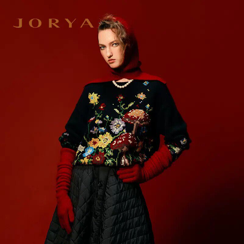 JORYA/卓雅长袖圆领针织衫2022冬季专柜正品O165902E-3980