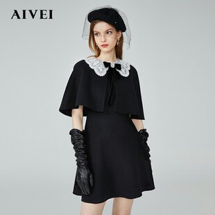 AIVEI/艾薇毛呢斗篷连衣裙两件套2021秋季专柜N0560047-3280