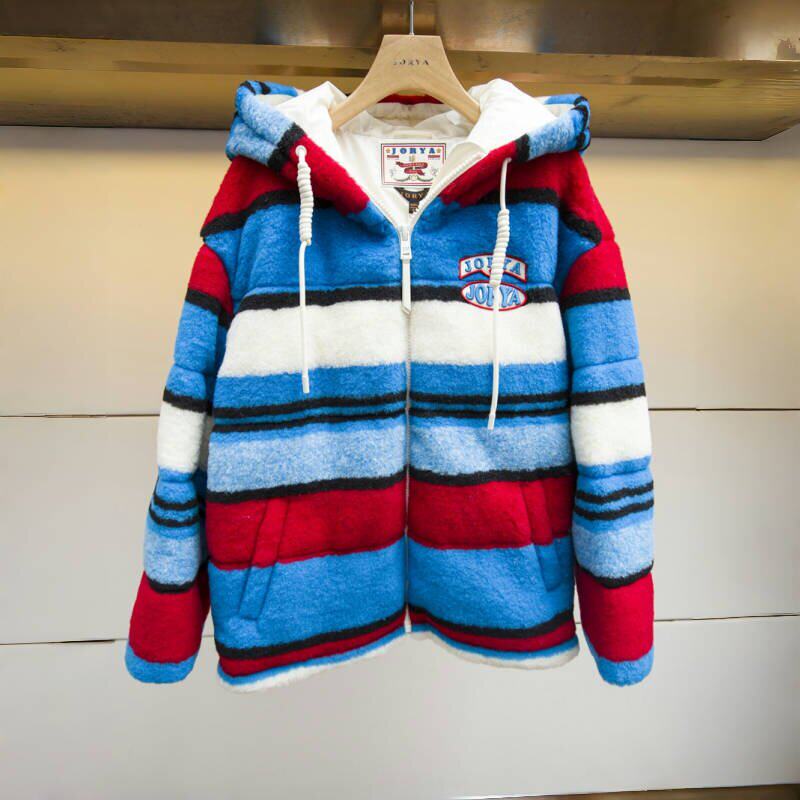 JORYA/卓雅条纹连帽羽绒服外套2022冬季专柜正品O166001E-7280