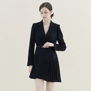 CAROLINE卡洛琳 秋季新款不对称压褶西装洋装ECRCCA08-1980