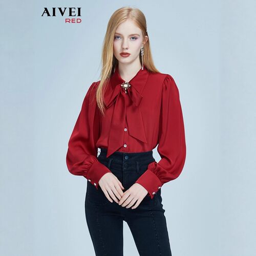 AIVEI/艾薇2022冬季新品气质通勤衬衫上衣专柜正品P066S011-1280