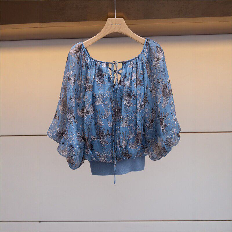 JORYA卓雅桑蚕丝印花雪纺衫上衣19夏季专柜正品L1204403-3680