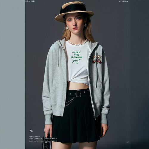 JORYA/卓雅 休闲连帽卫衣外套2022秋季专柜正品O146502E-2980