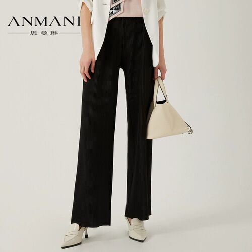 ANMANI/恩曼琳2023夏季压褶休闲直筒长裤子专柜正品P322207Z-2280