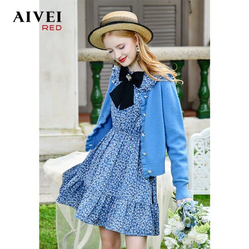 AIVEI/艾薇2022冬季针织衫连衣裙两件套专柜正品P0660013-2380