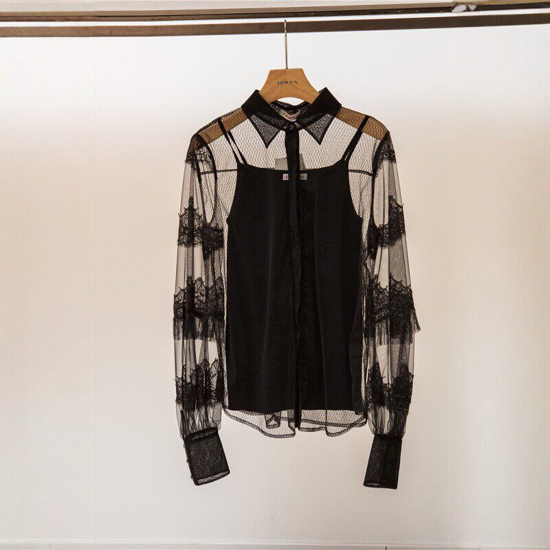 jorya卓雅透视蕾丝上衣两件套2018春季专柜正品K1000602-3280