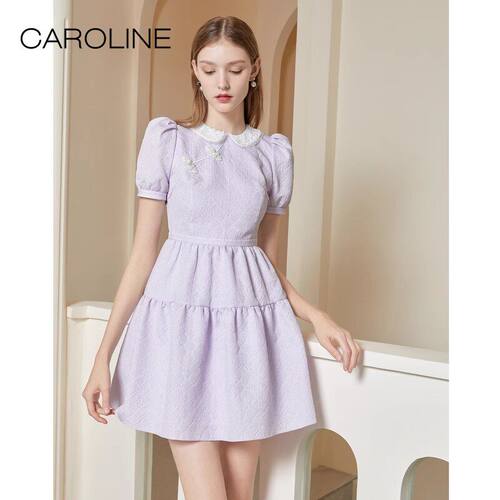 CAROLINE卡洛琳夏季新款国风旗袍盘扣甜美风洋装ECRCBD15-1780