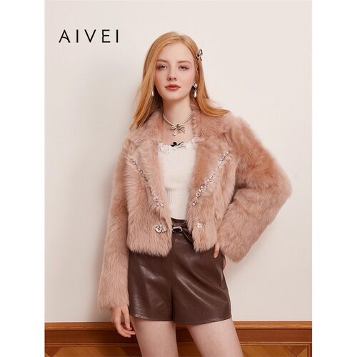 AIVEI/艾薇2023冬季皮草短外套毛皮服装专柜正品Q0660007-8980