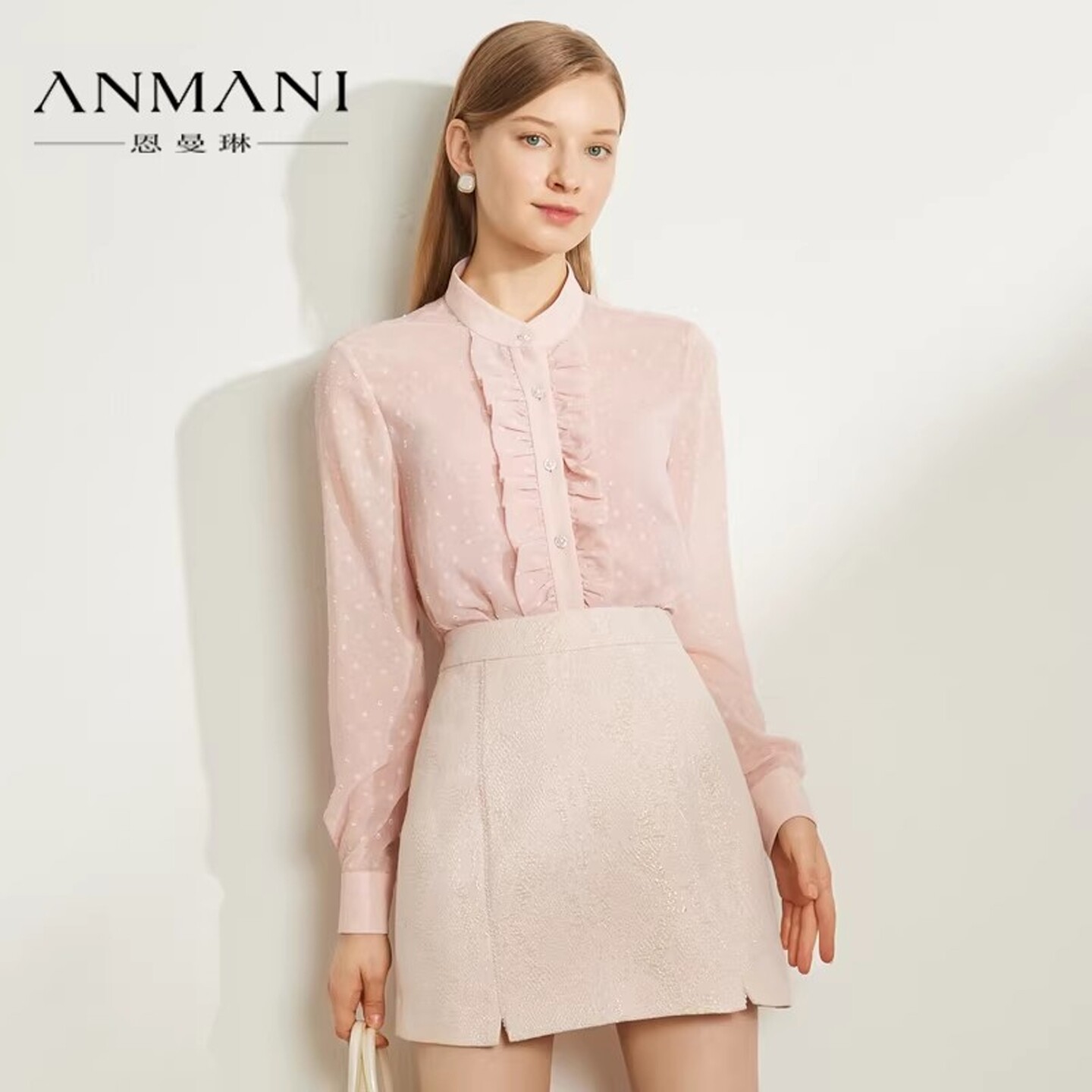 ANMANI/恩曼琳2023春季长袖雪纺衬衫上衣专柜正品WANDAA08-1380
