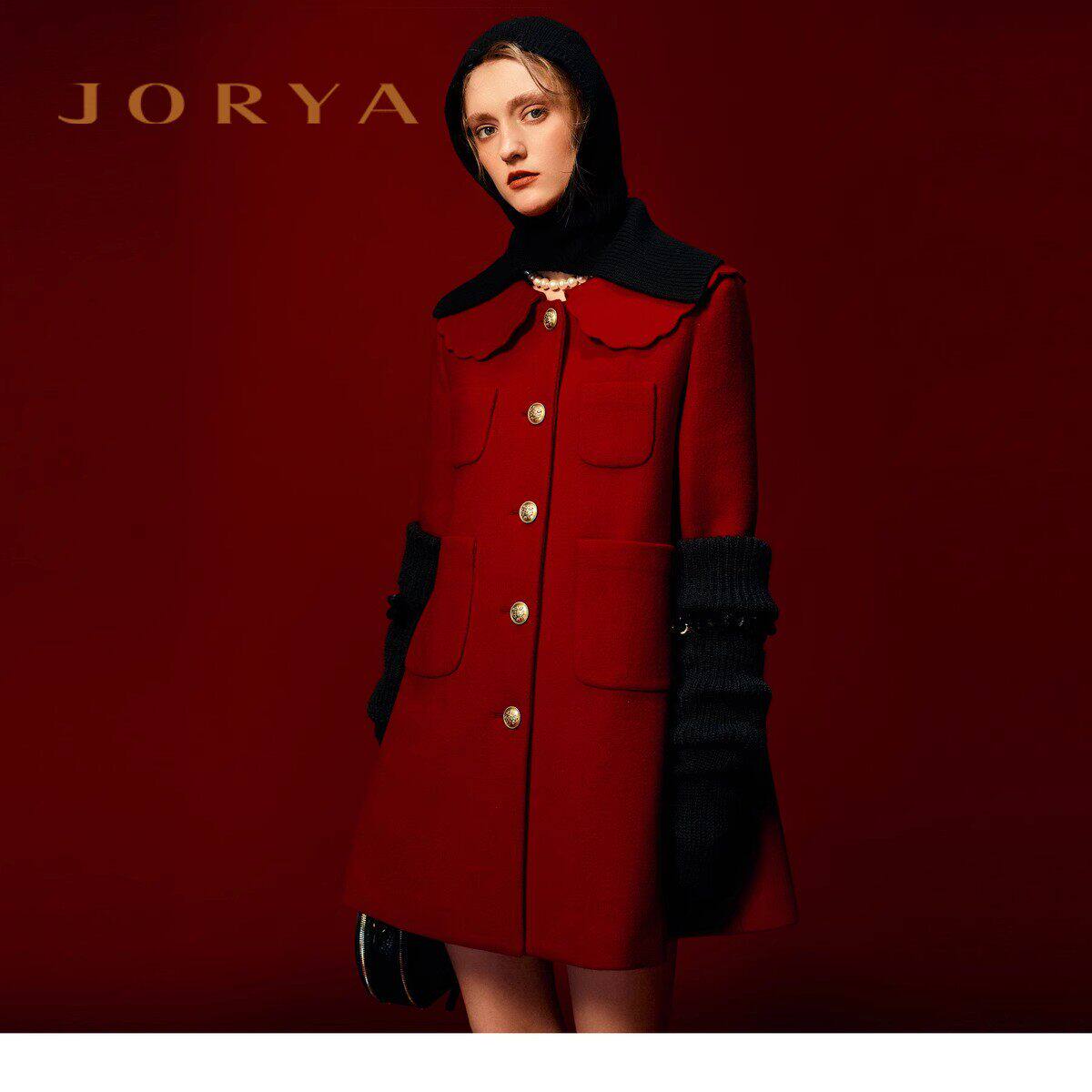 JORYA/卓雅 中长版毛呢外套女大衣2022秋季专柜正品O147503E-8580