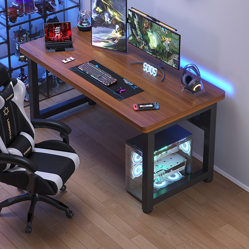 实木双人电脑桌卧室家用长条桌