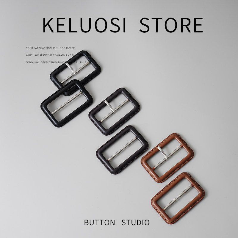 KELUOSI 高档真皮日字扣大衣风衣腰带调节扣子外套袖扣上衣装饰扣
