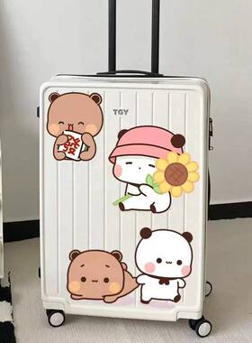 熊猫一二卡通可爱大张贴纸贴墙车身行李箱室内冰箱房门窗户装饰