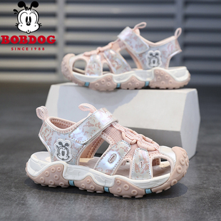 巴布豆童鞋女童包头凉鞋夏季新款儿童公主凉鞋防滑软底女孩沙滩鞋