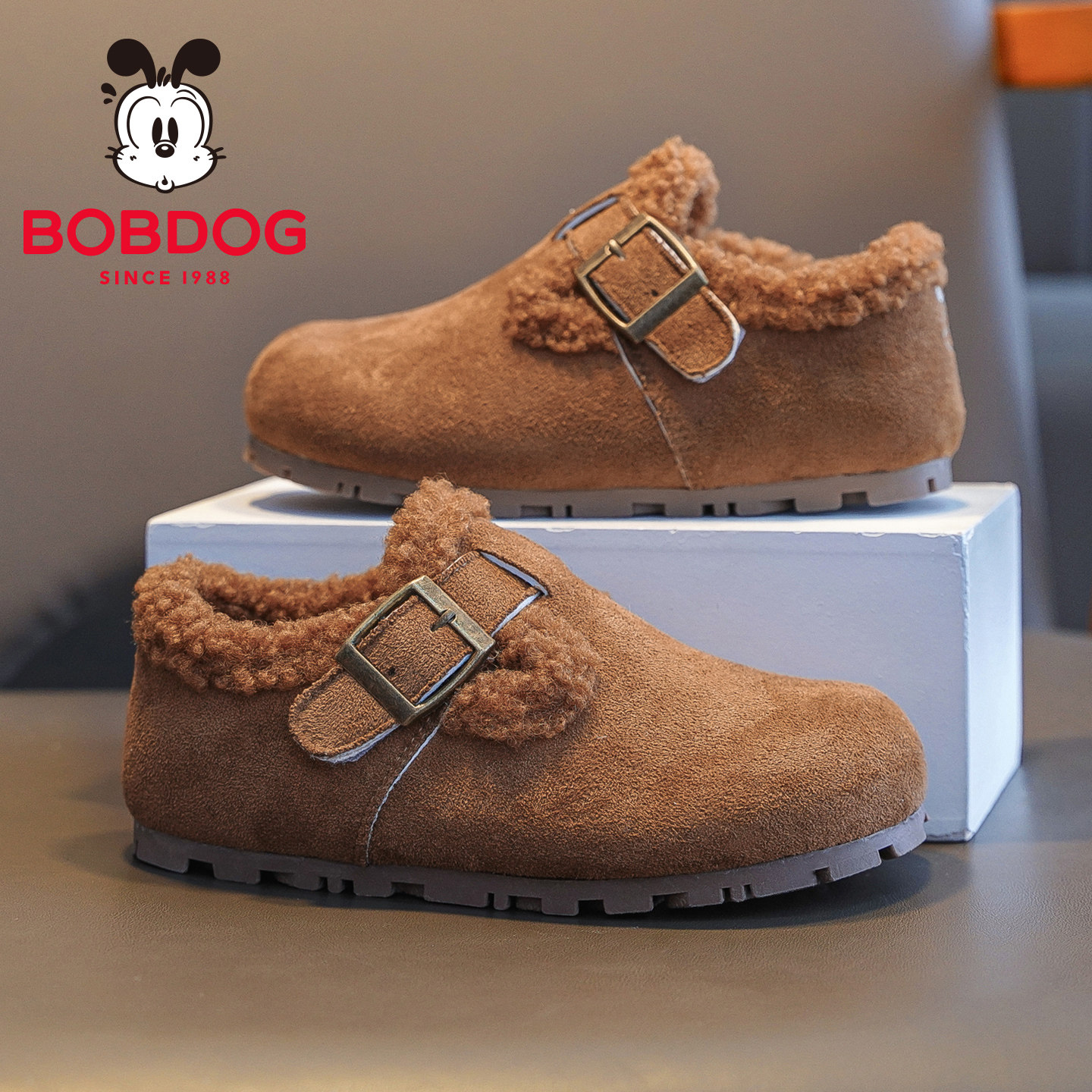 巴布豆童鞋儿童棉鞋2025冬季新款加绒保暖女童勃肯鞋男童毛毛鞋子
