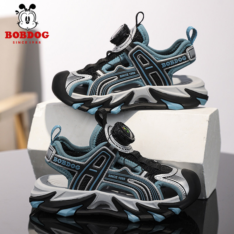 巴布豆男童凉鞋2025夏季新款防滑软底儿童鞋子旋转纽扣男孩沙滩鞋