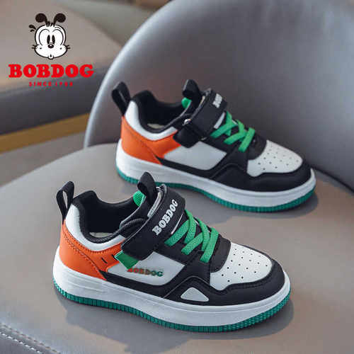 巴布豆潮牌皮面防水男孩儿童鞋子