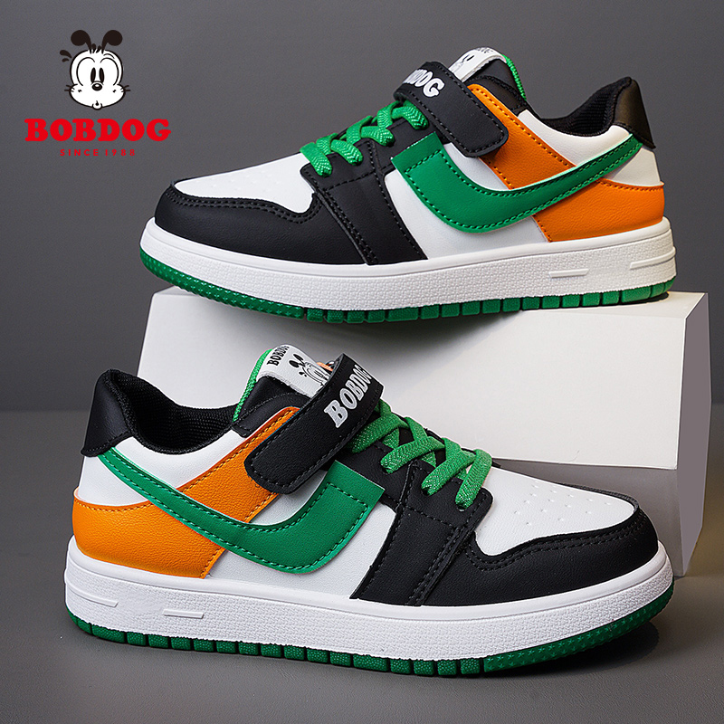 巴布豆童鞋男童鞋子2025春秋新款皮面防水儿童板鞋男孩休闲运动鞋