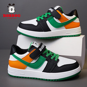 男孩休闲运动鞋 巴布豆童鞋 皮面防水儿童板鞋 子2025春秋新款 男童鞋