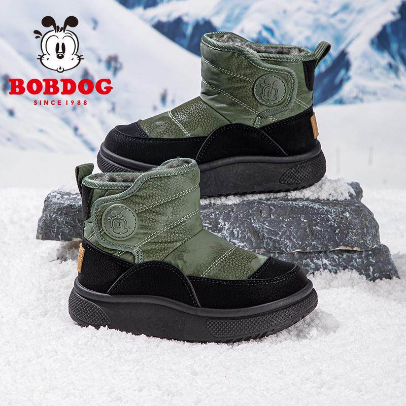 巴布豆冬季加绒加厚儿童雪地靴