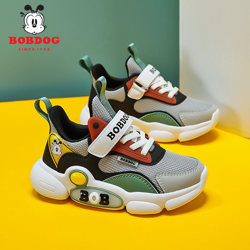 巴布豆男童鞋春秋款2022新款潮儿童运动鞋网面透气小男孩休闲鞋子