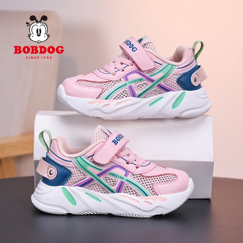 巴布豆童鞋女童单网运动鞋2026夏季新款网面透气女孩轻便跑步鞋子